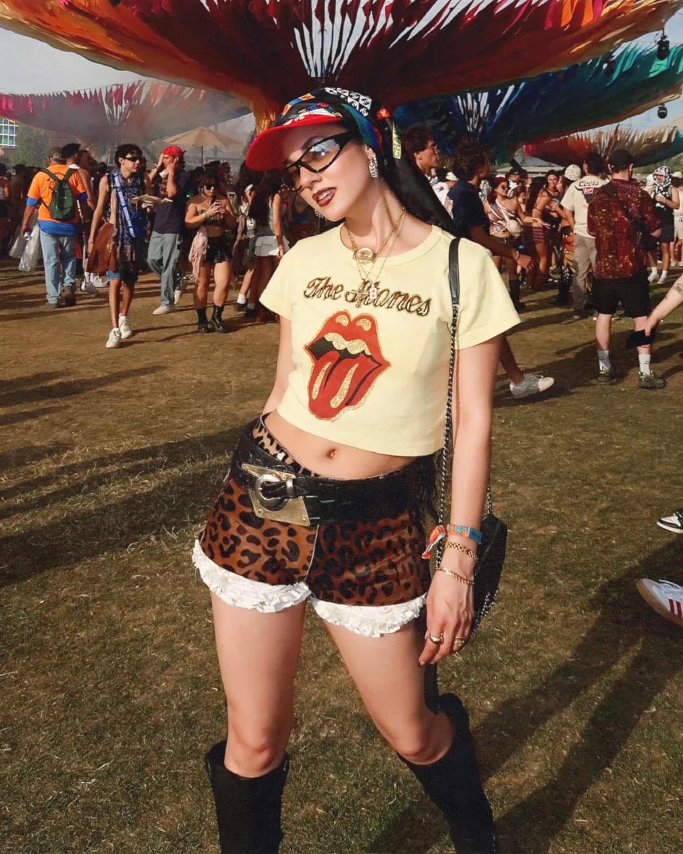 Rolling Stones Glitter Baby Tee - Yellow