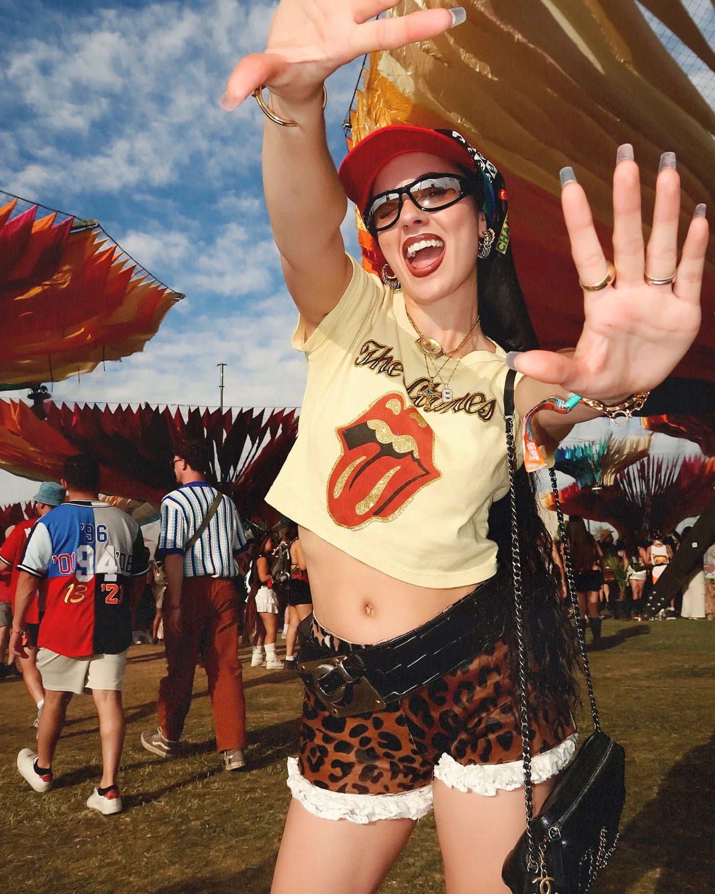 Rolling Stones Glitter Baby Tee - Yellow