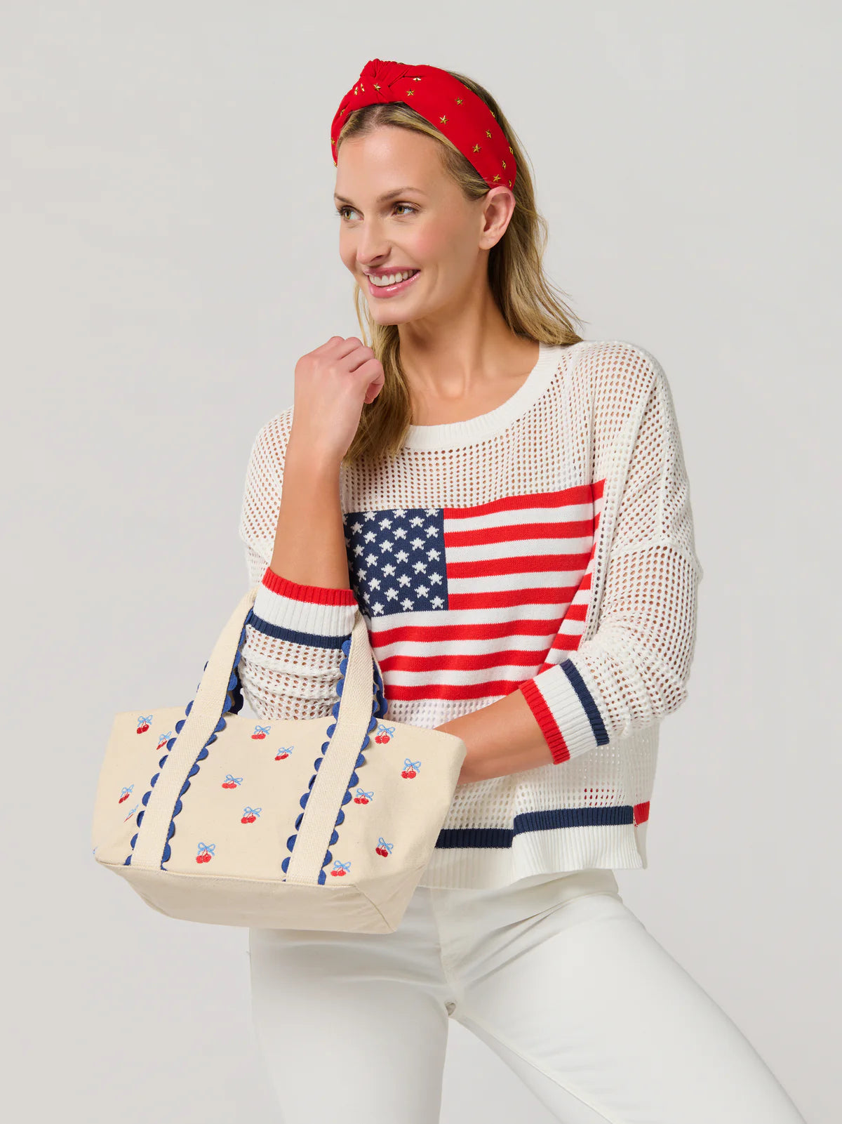 Cherry Icons Mini Tote, Natural