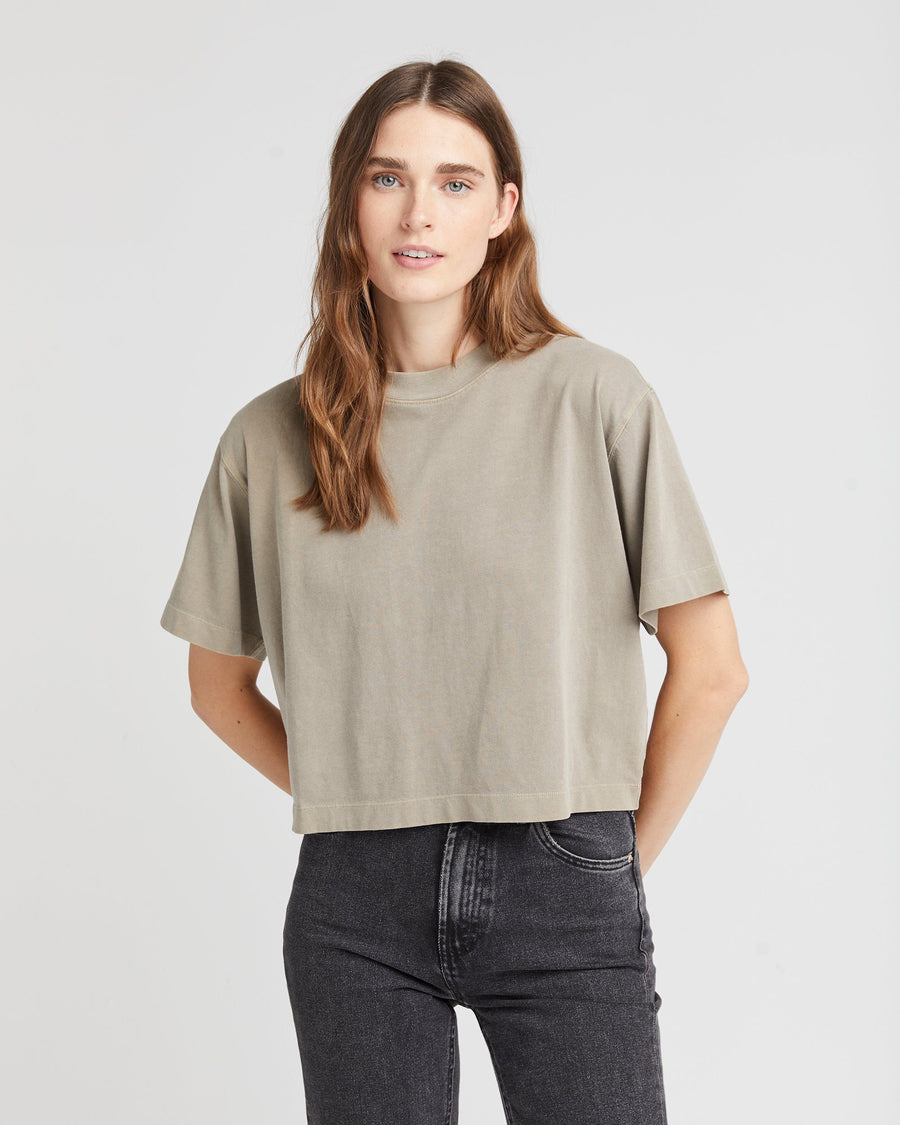 Women's Relaxed Crop Tee - Warm Grey