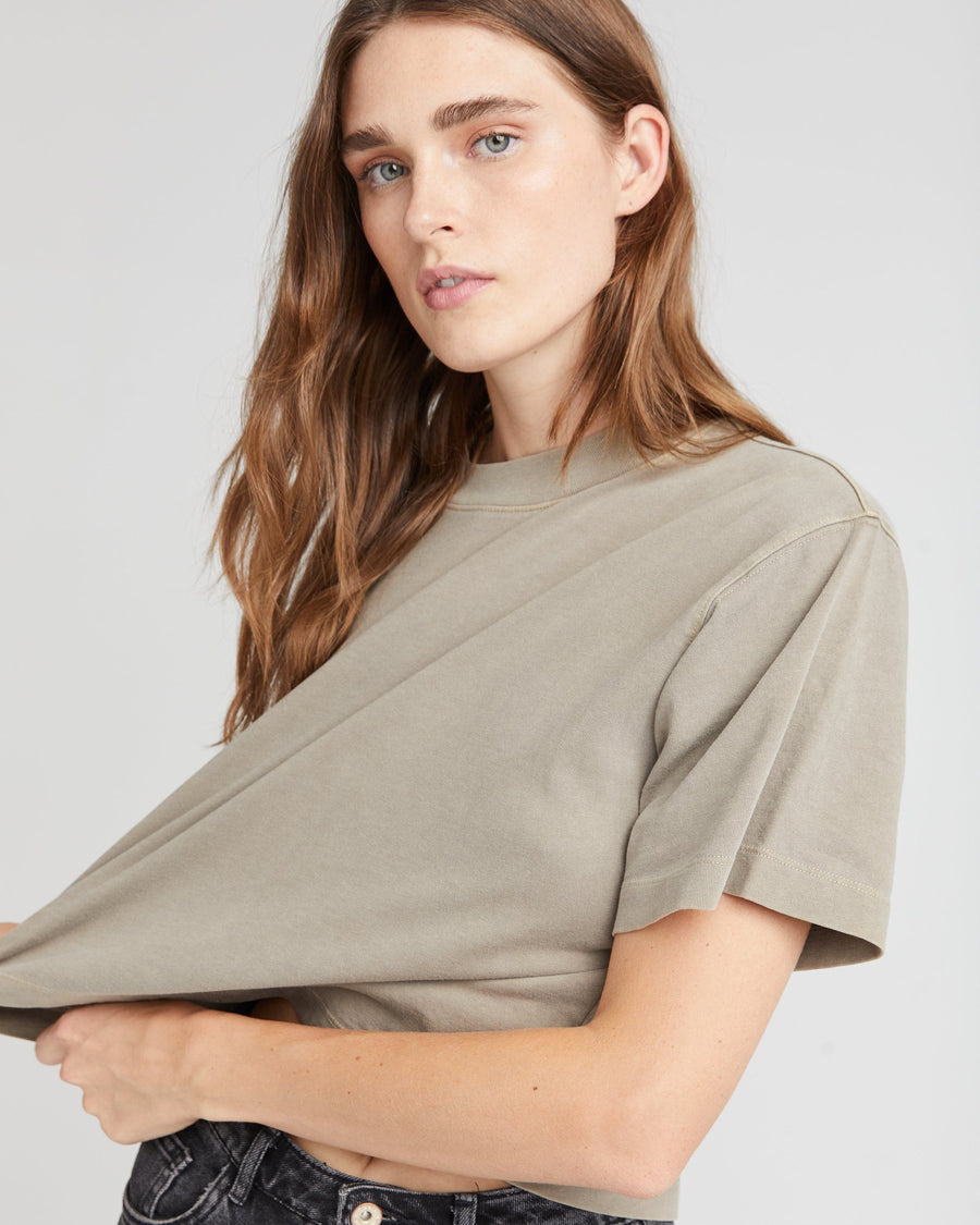 Women's Relaxed Crop Tee - Warm Grey