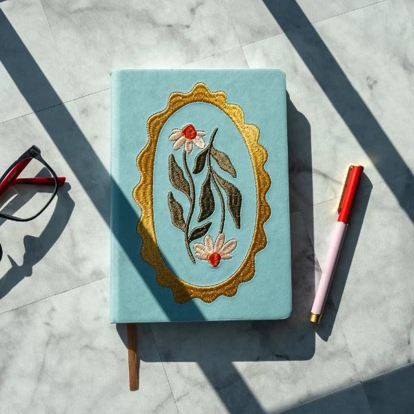 Daisy Frame Hardbound Embroidered Notebook Journal