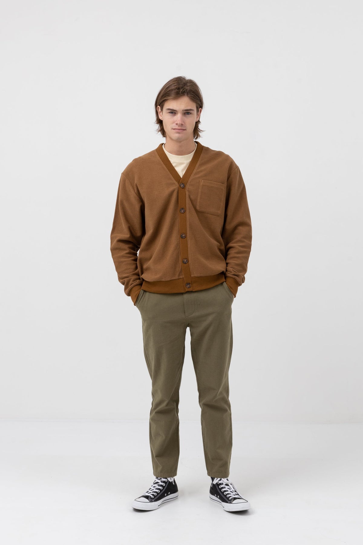 Reverse Terry Cardigan - Cedar