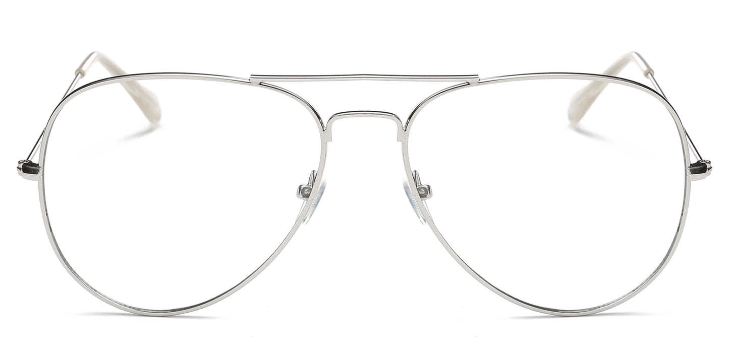 Classic Pilot Aviator Anti Blue Light Blocker Glasses - Silver