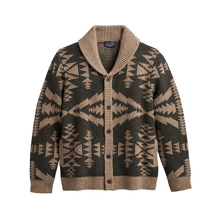 Trapper Peak Shetland Cardigan - Pine/Brown