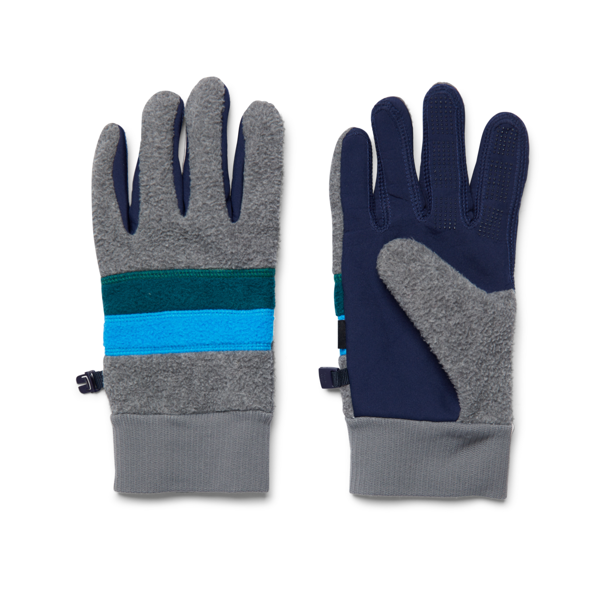 Teca Fleece Full Finger Gloves - Heather Grey/Deep Ocean