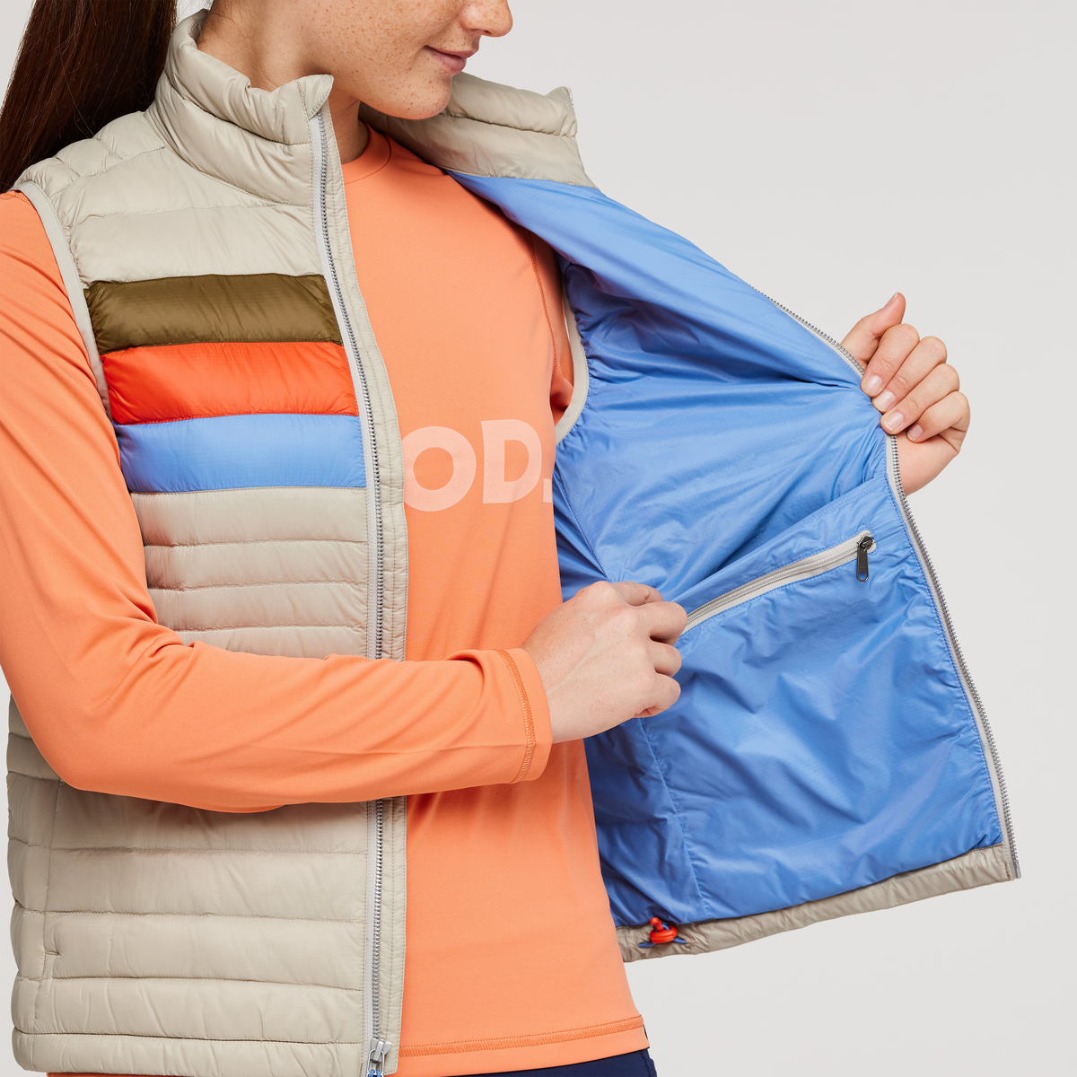 Fuego Down Vest - Pebble Stripes