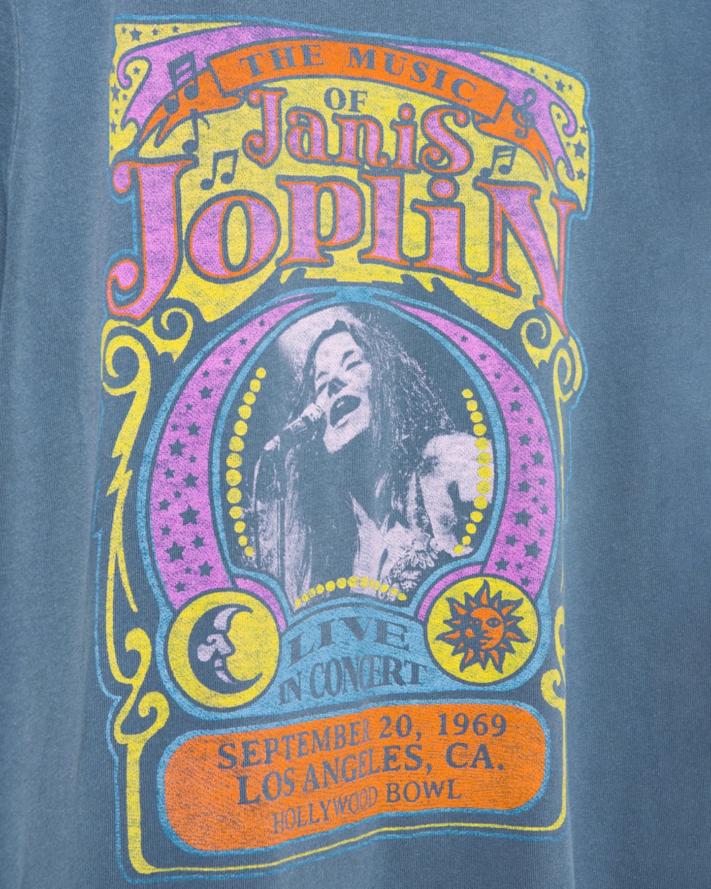 Janis Joplin Tee - Indigo Blue