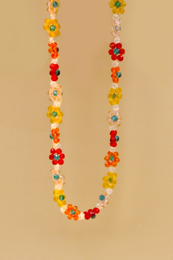 Beaded Choker Flower Necklace