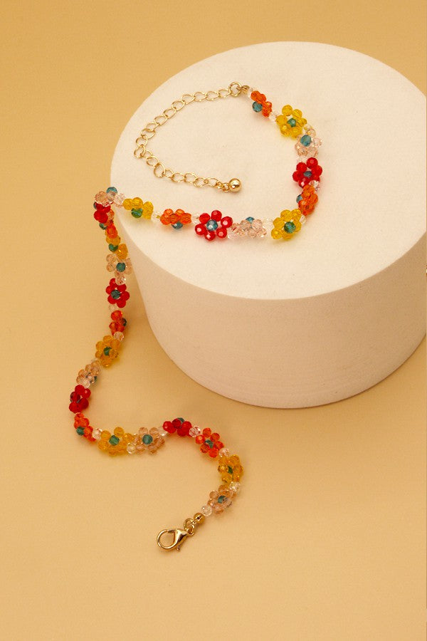 Beaded Choker Flower Necklace