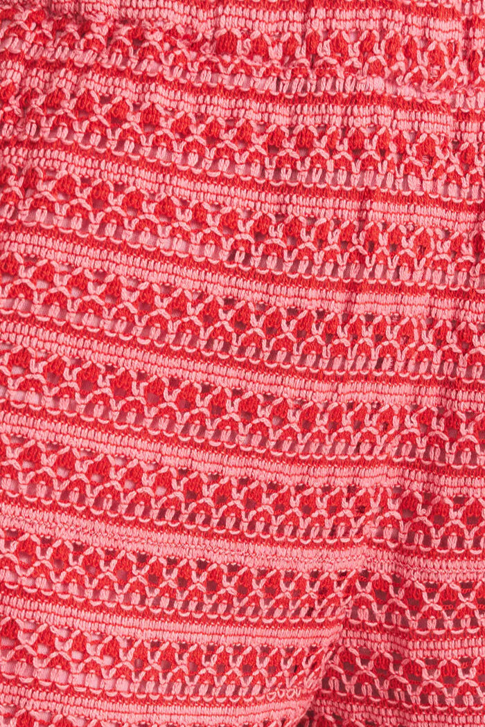 Monaco Crochet Button Up Top - Red Hot