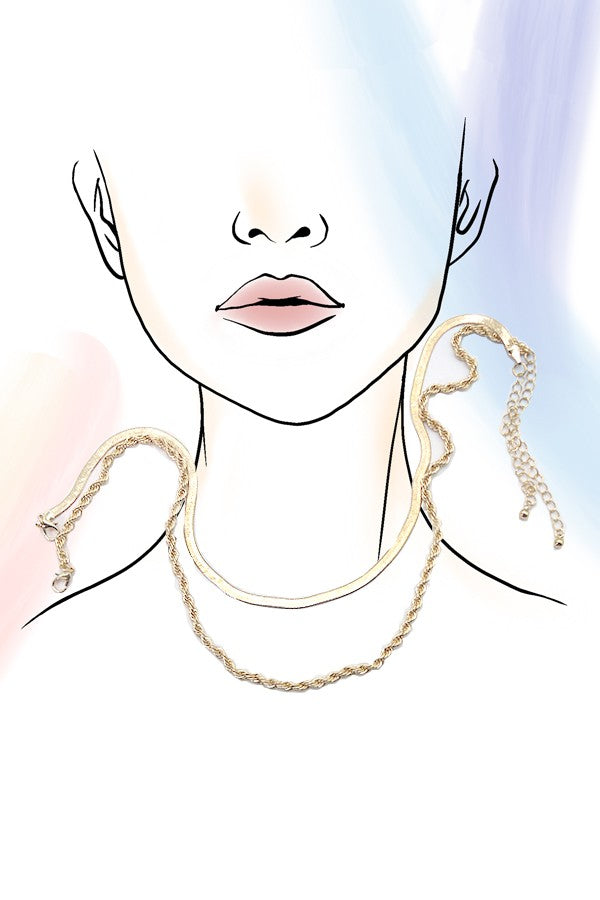 Snake & Rope Chain Set Necklace