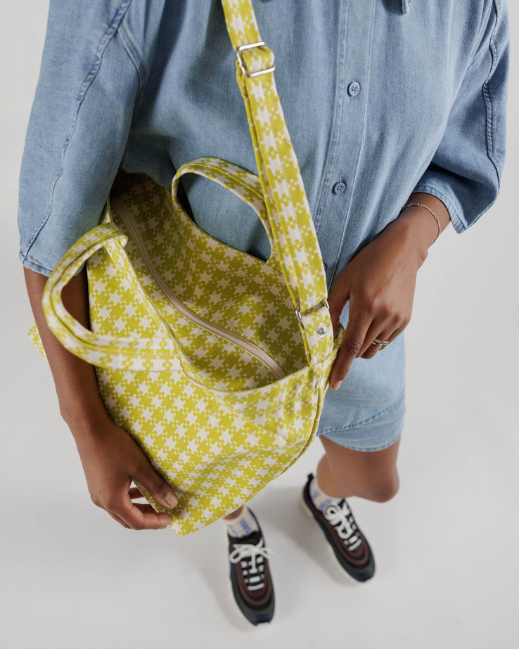 Horizontal Zip Duck Bag - Chartreuse Pixel Gingham