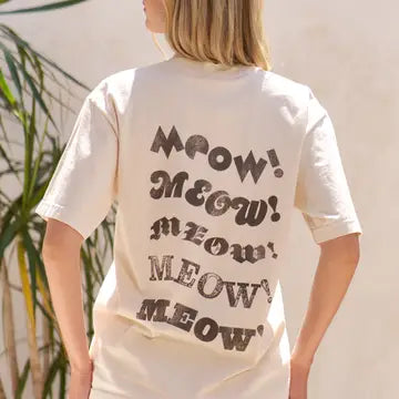 Two Cat Meow Tee - Ivory