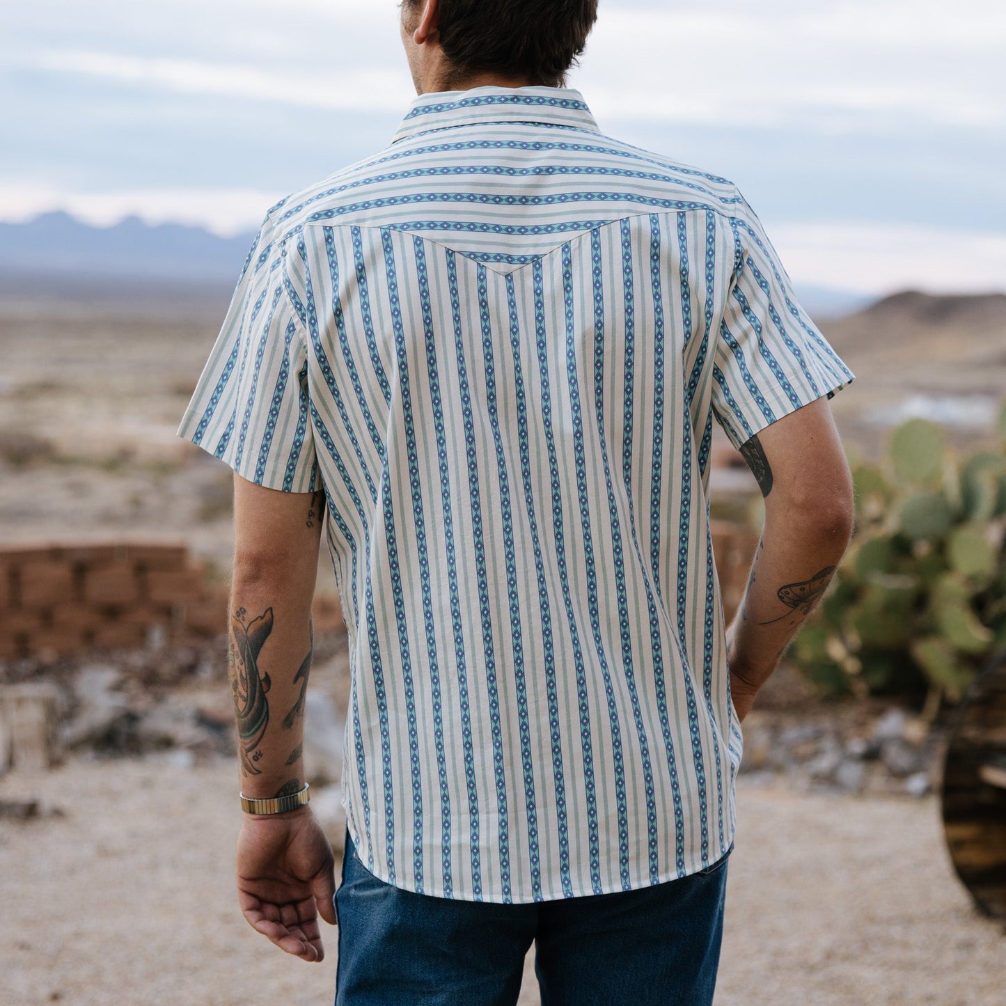 Serape Pearl Snap Short Sleeve - Teal