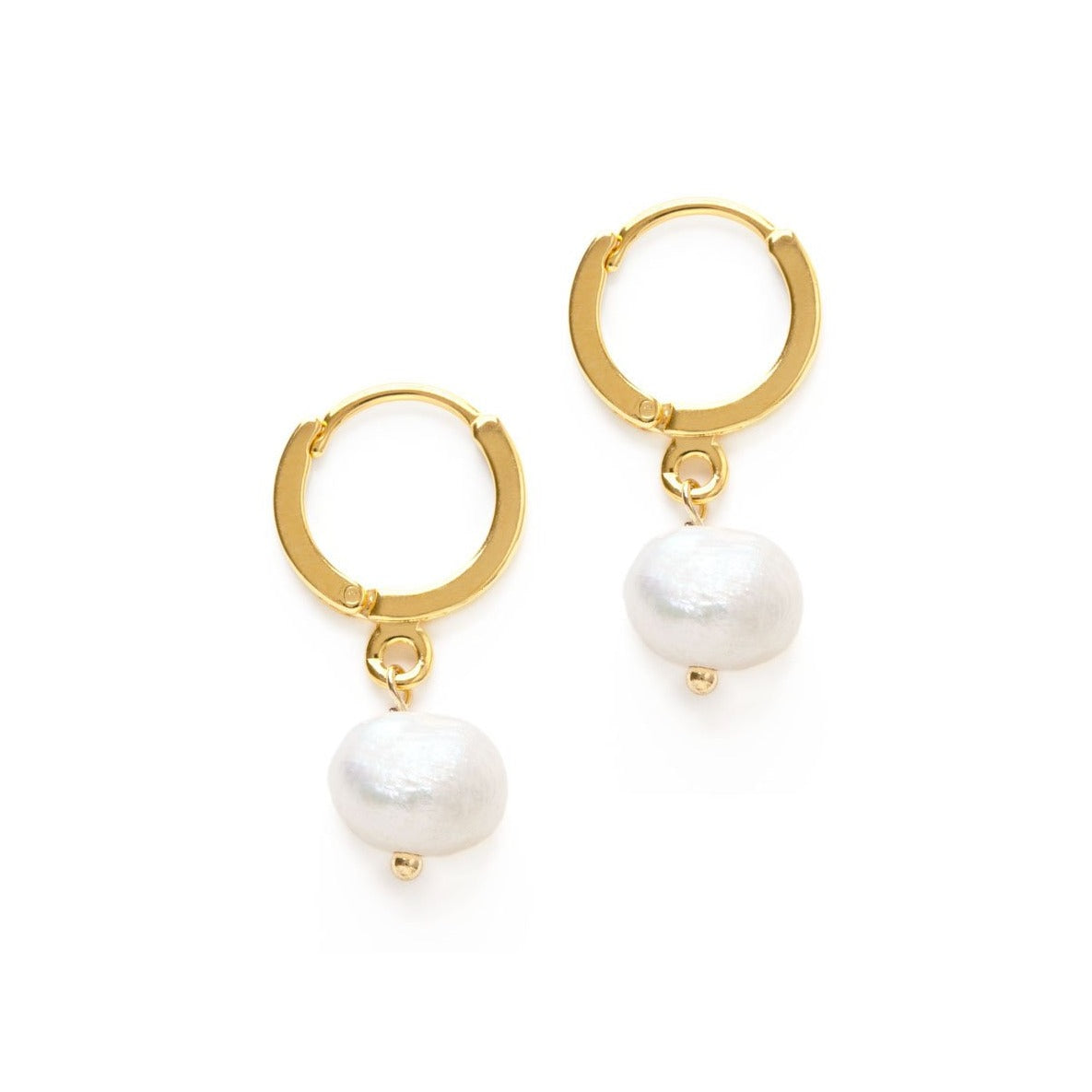 Fresh Water Pearl on Huggie Hoops