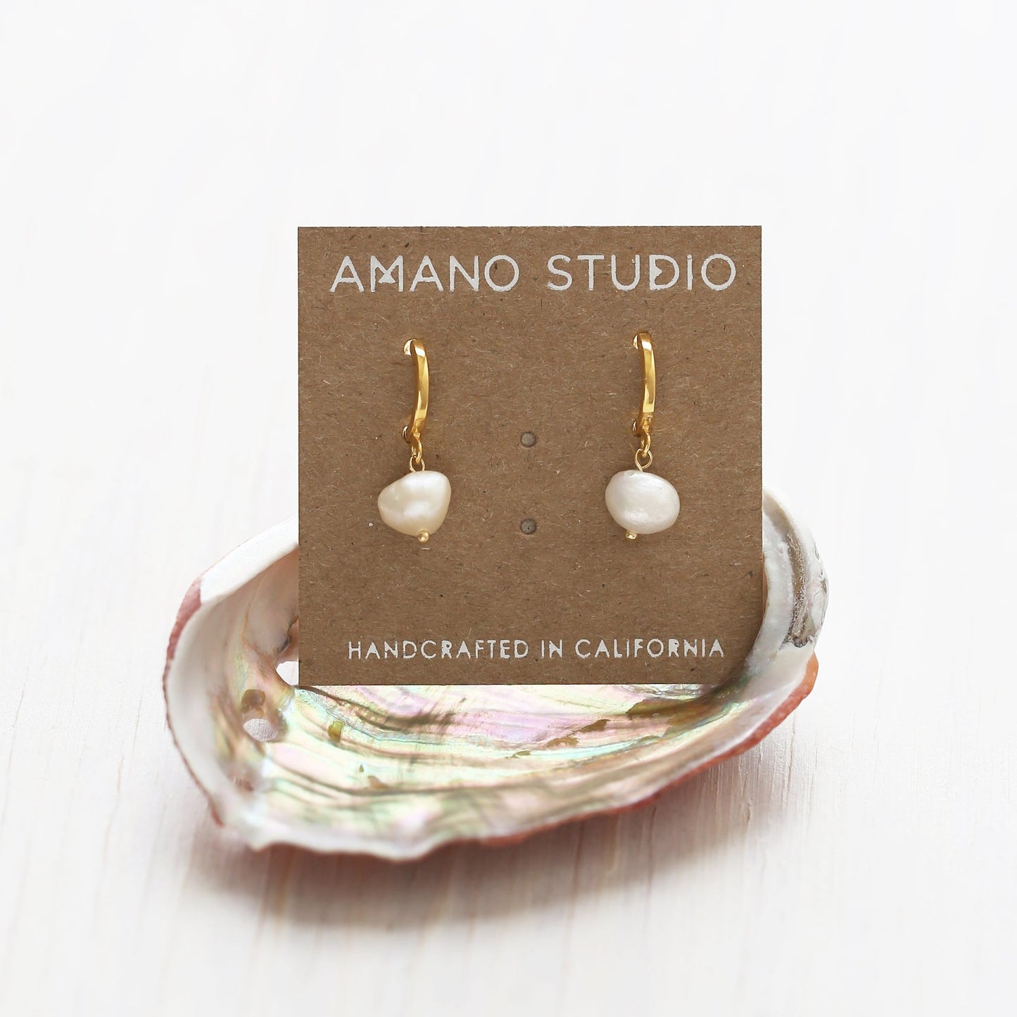 Fresh Water Pearl on Huggie Hoops