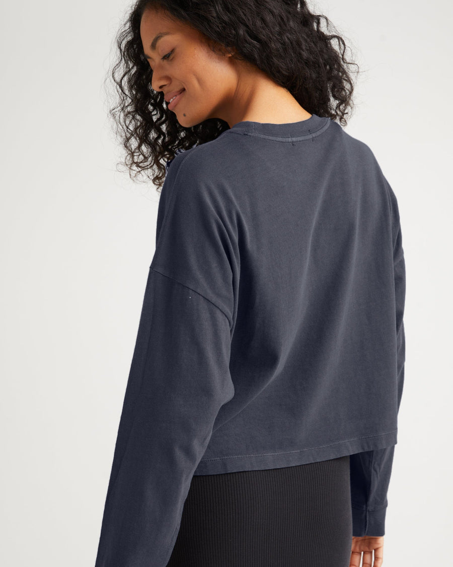 Relaxed Crop L/S Tee - Blue Steel
