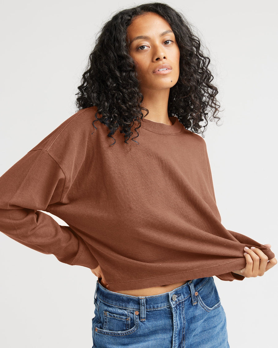 Relaxed Crop L/S Tee - Latte