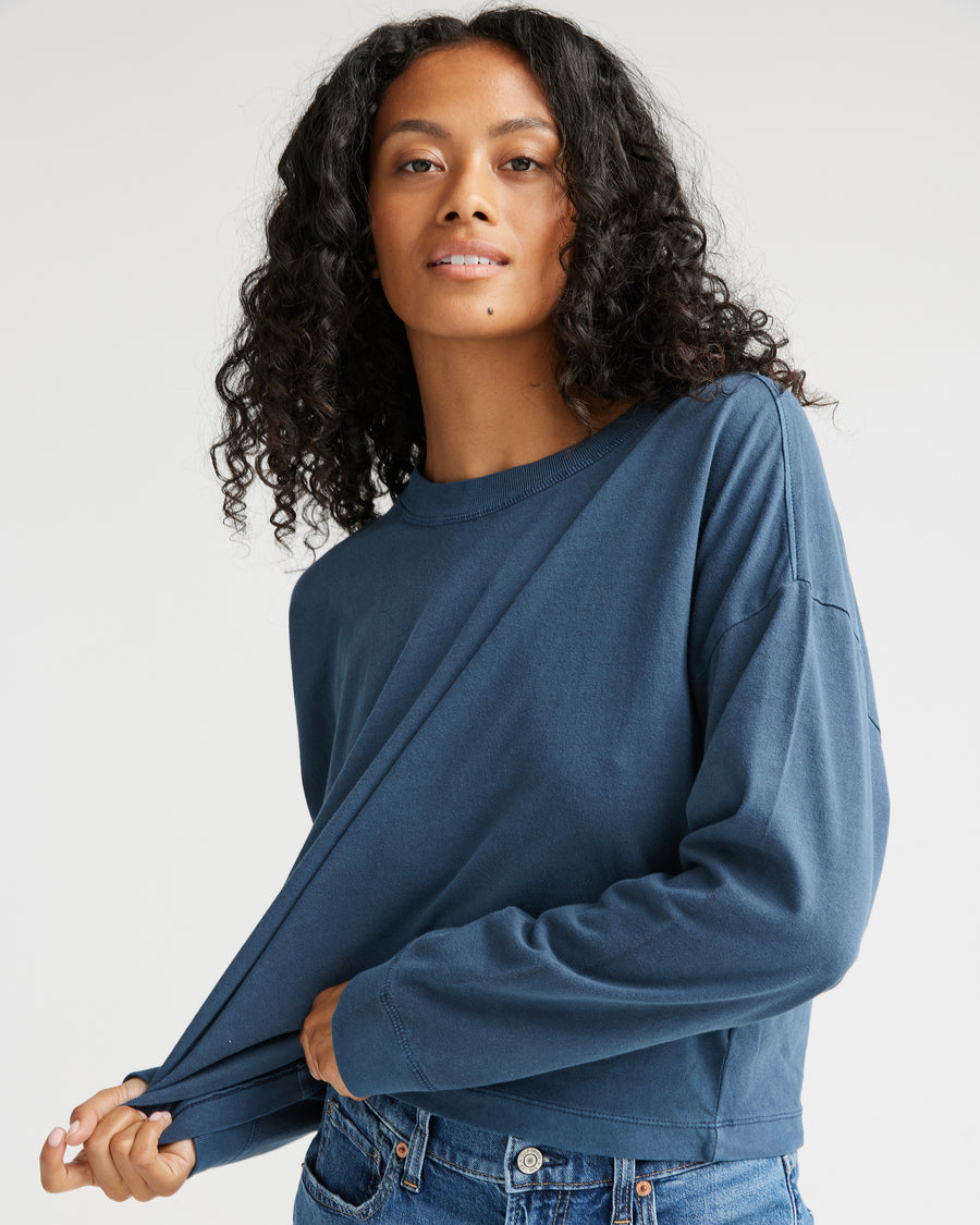Relaxed Crop L/S Tee - Moonlit Ocean