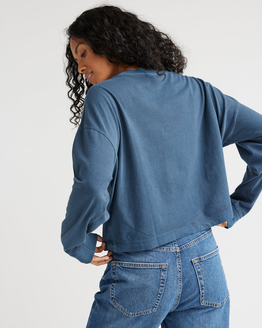 Relaxed Crop L/S Tee - Moonlit Ocean