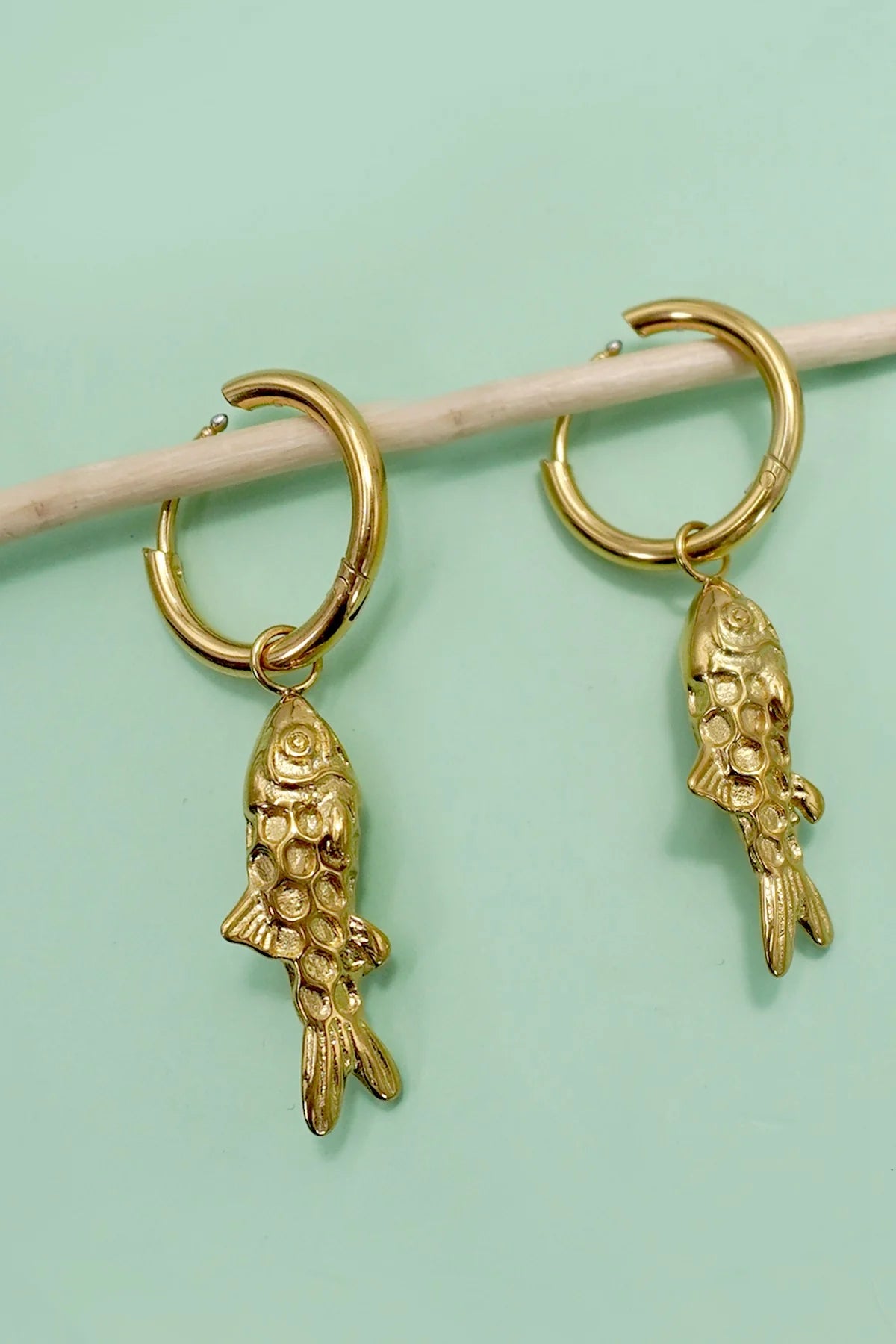 18K Stainless Steel Tarnish Free Fish Earrings