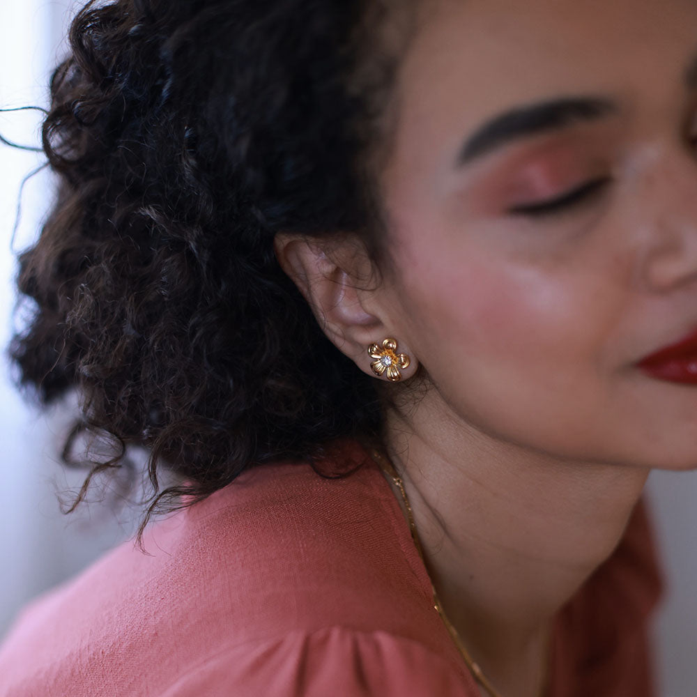 Vintage Flower Stud Earrings