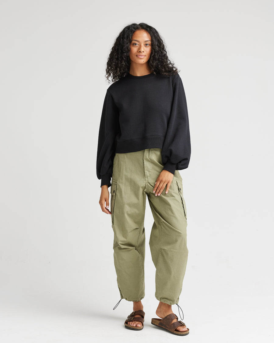 Recycled Fleece Cropped Sweatshirt - Black