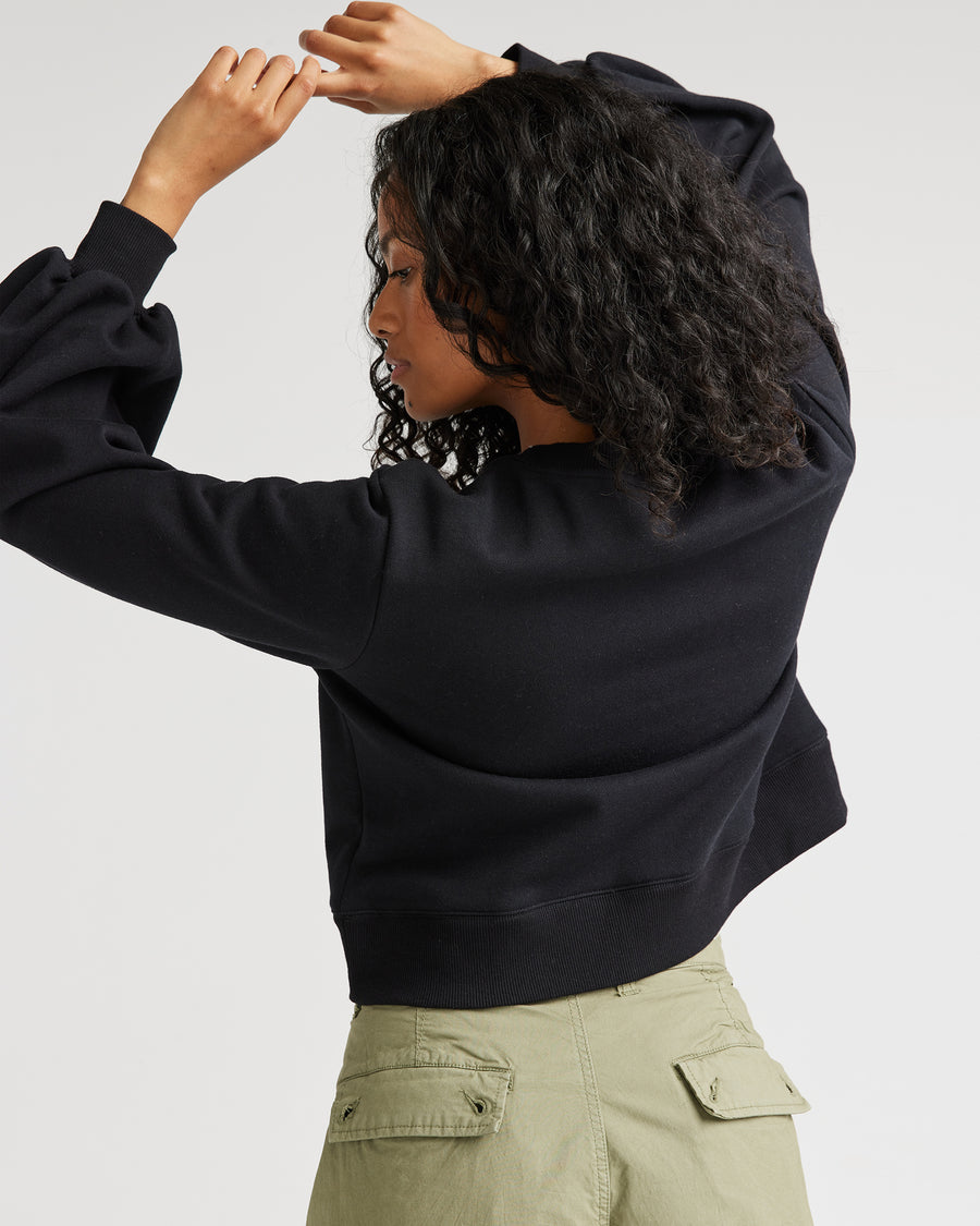Recycled Fleece Cropped Sweatshirt - Black