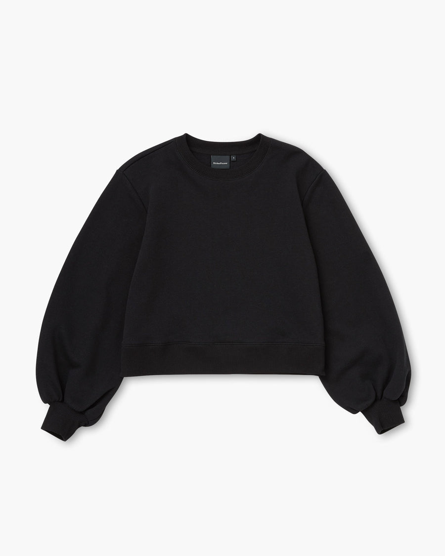 Recycled Fleece Cropped Sweatshirt - Black