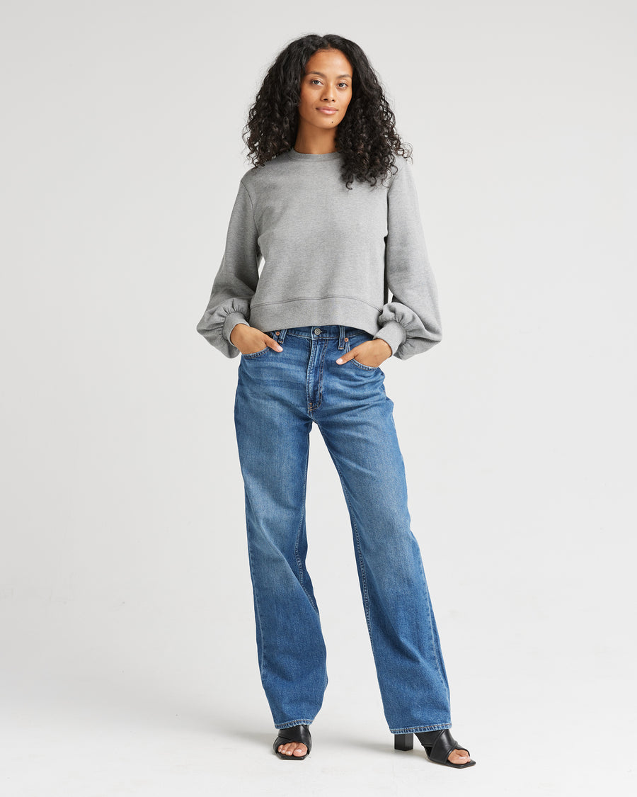 Recycled Fleece Cropped Sweatshirt - Heather Grey
