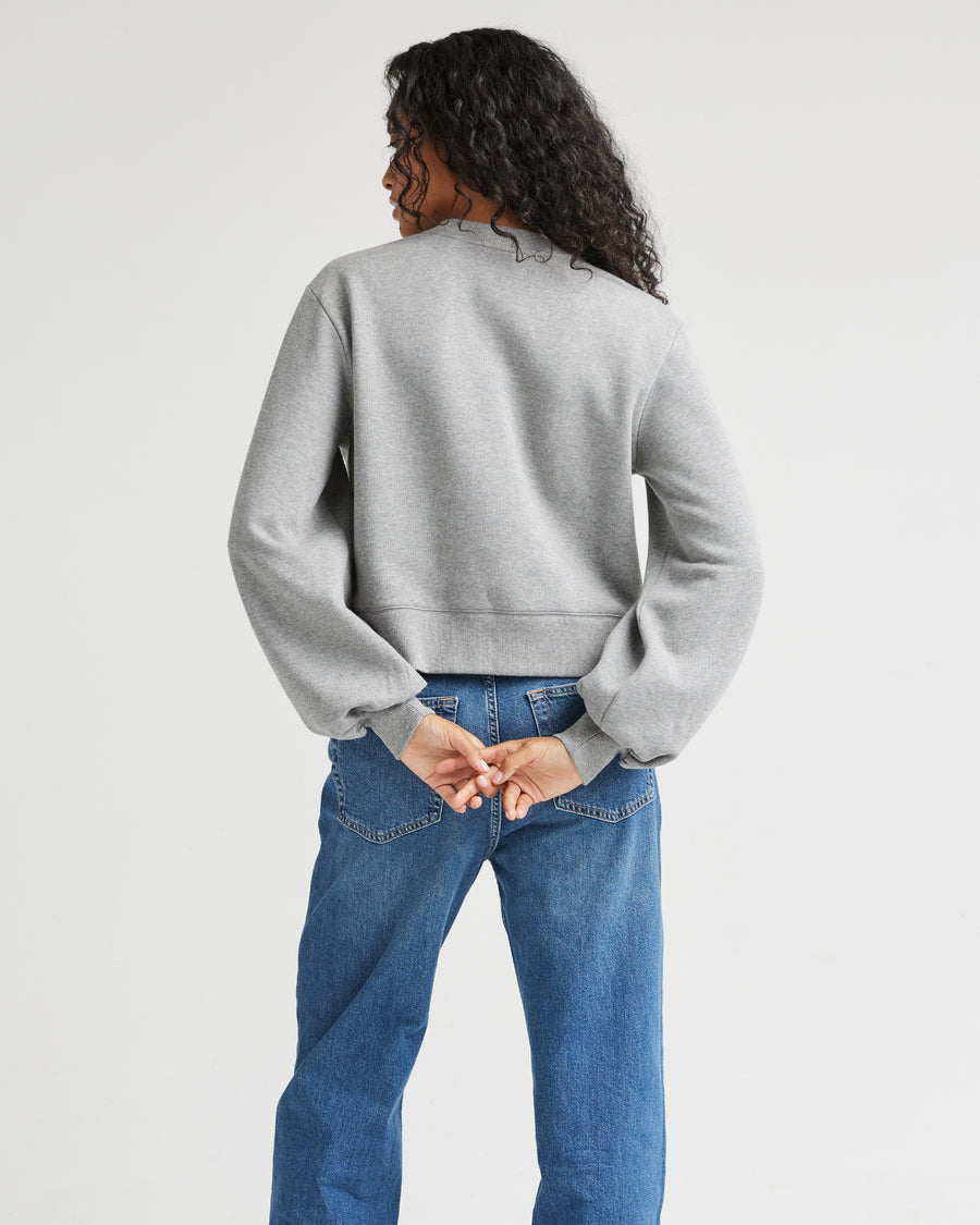 Recycled Fleece Cropped Sweatshirt - Heather Grey