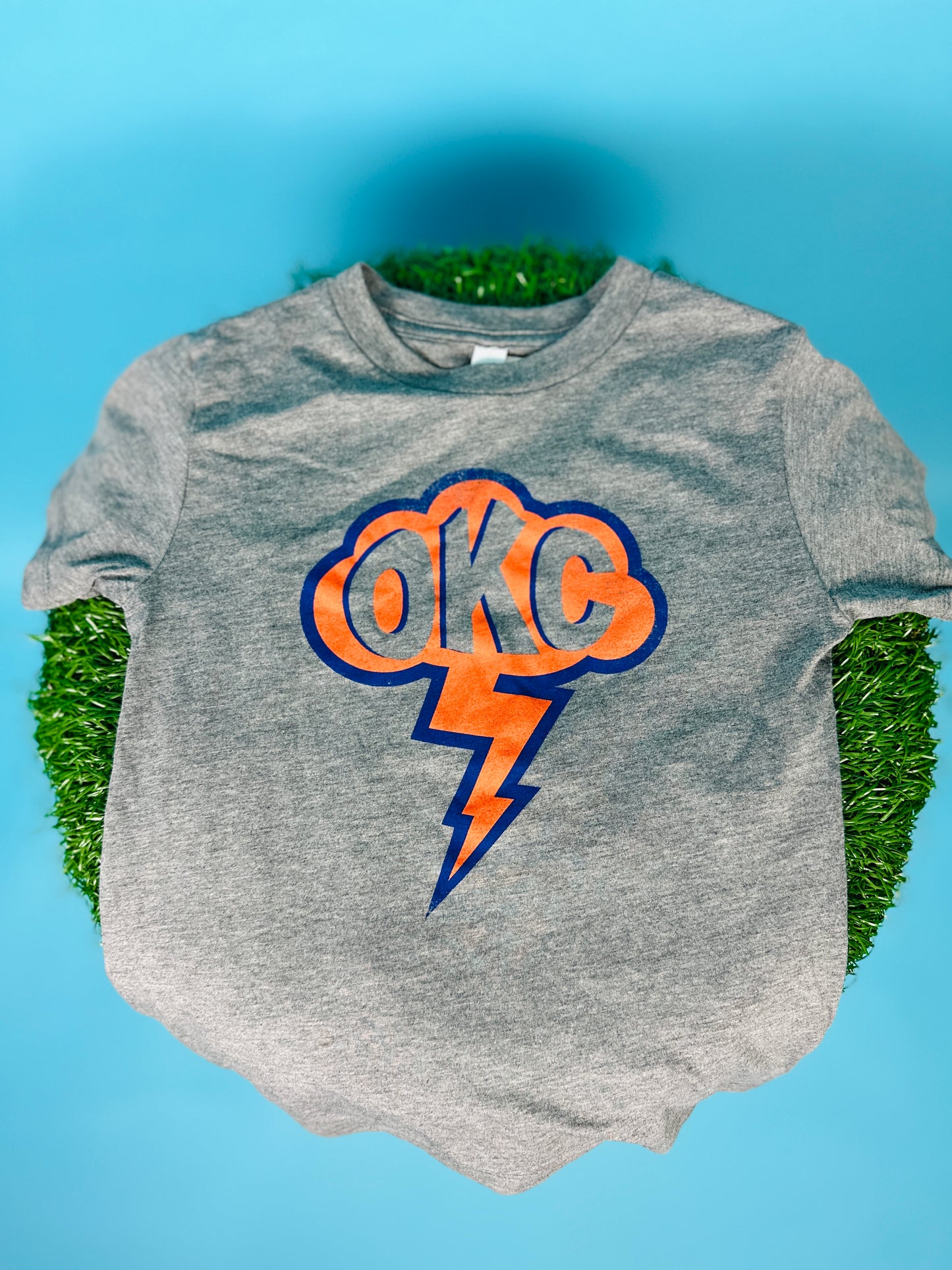 OKC Cloud Bolt Kid's Tee - Grey