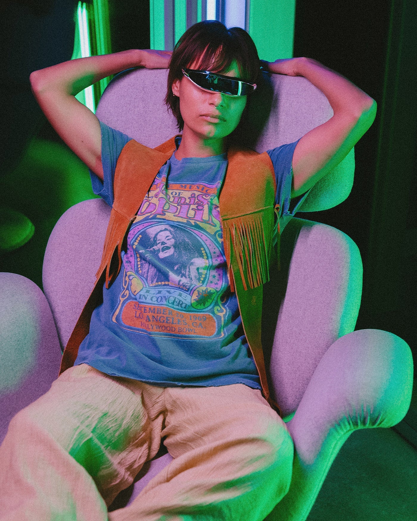 Janis Joplin Tee - Indigo Blue