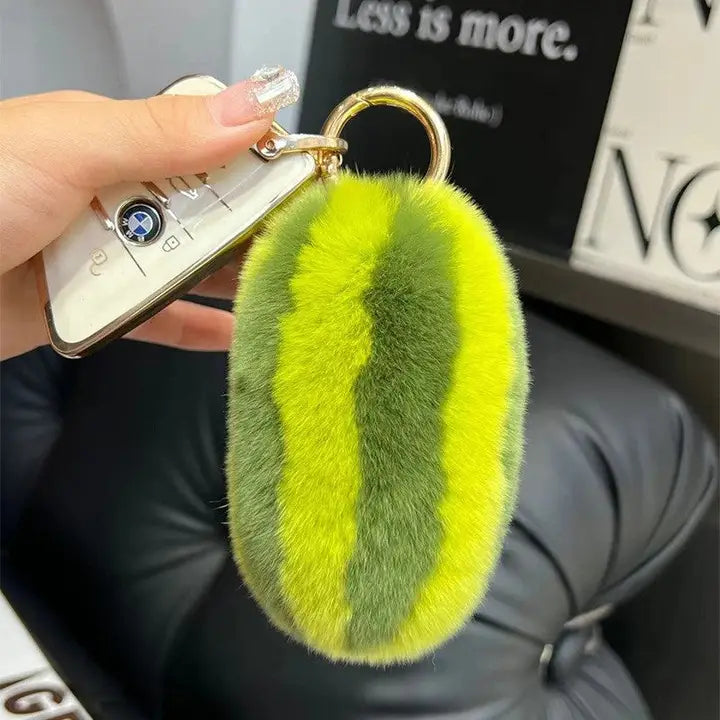 Rex Rabbit Fur Watermelon Keychain