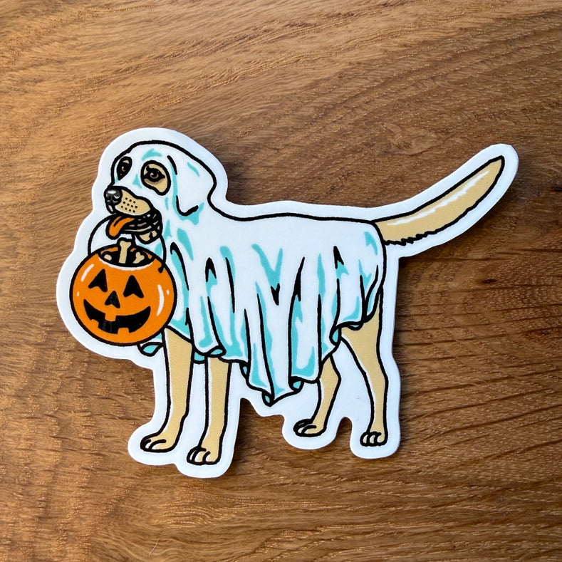 Ghost Yellow Lab - Halloween Dog Sticker 3"