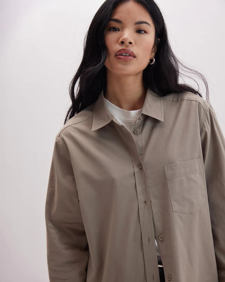 Venice Button Up Shirt - Warm Grey