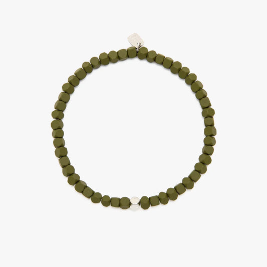 Coated Hematite Stretch Bracelet - Olive
