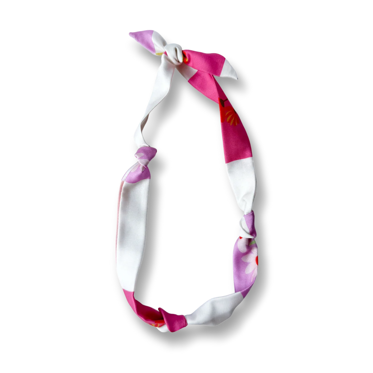 Silk Scarf Necklace - Floral Blocked