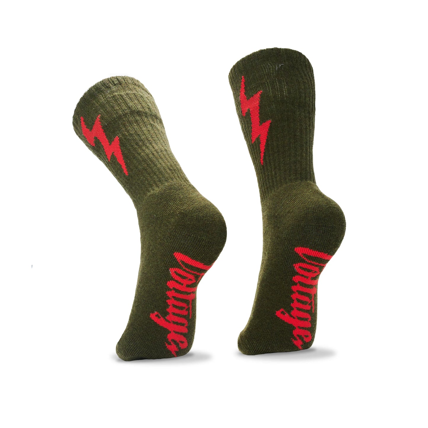 Shock and Awe Merino Wool Socks - Green/Red
