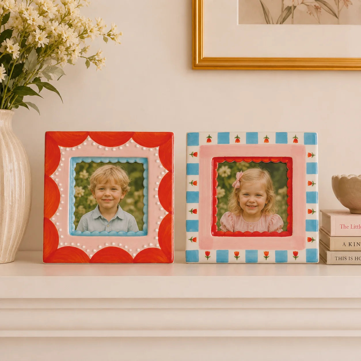 Stoneware Photo Frame, 4-1/4" Square Asstd.