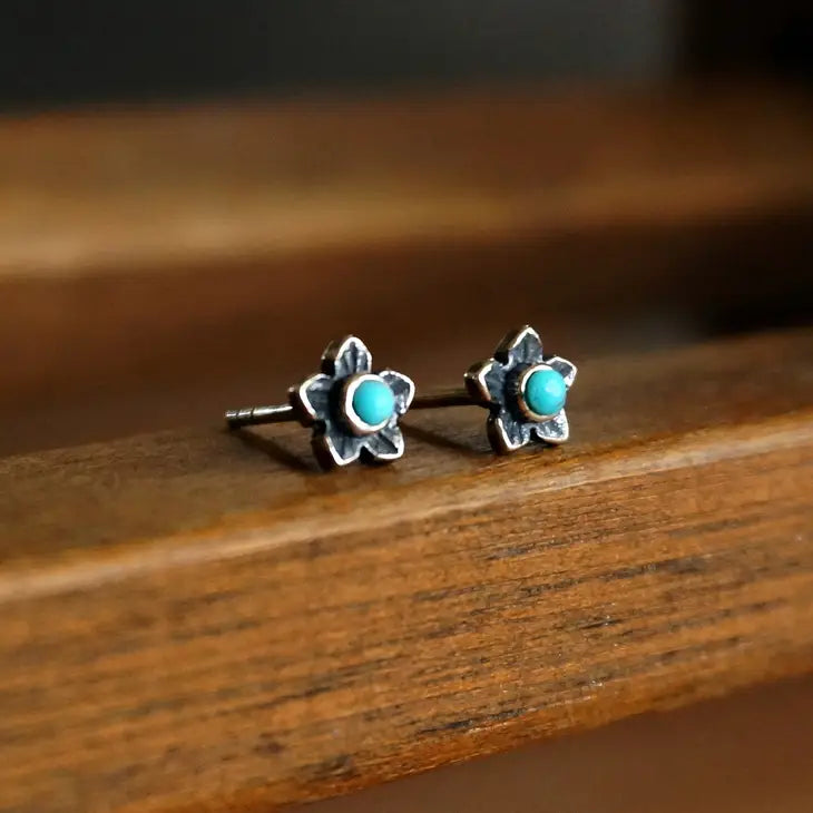 Plumeria Turquoise Stud Earrings