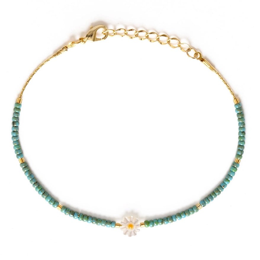 Daisy Miyuki Bead Friendship Bracelet - Blue Picasso