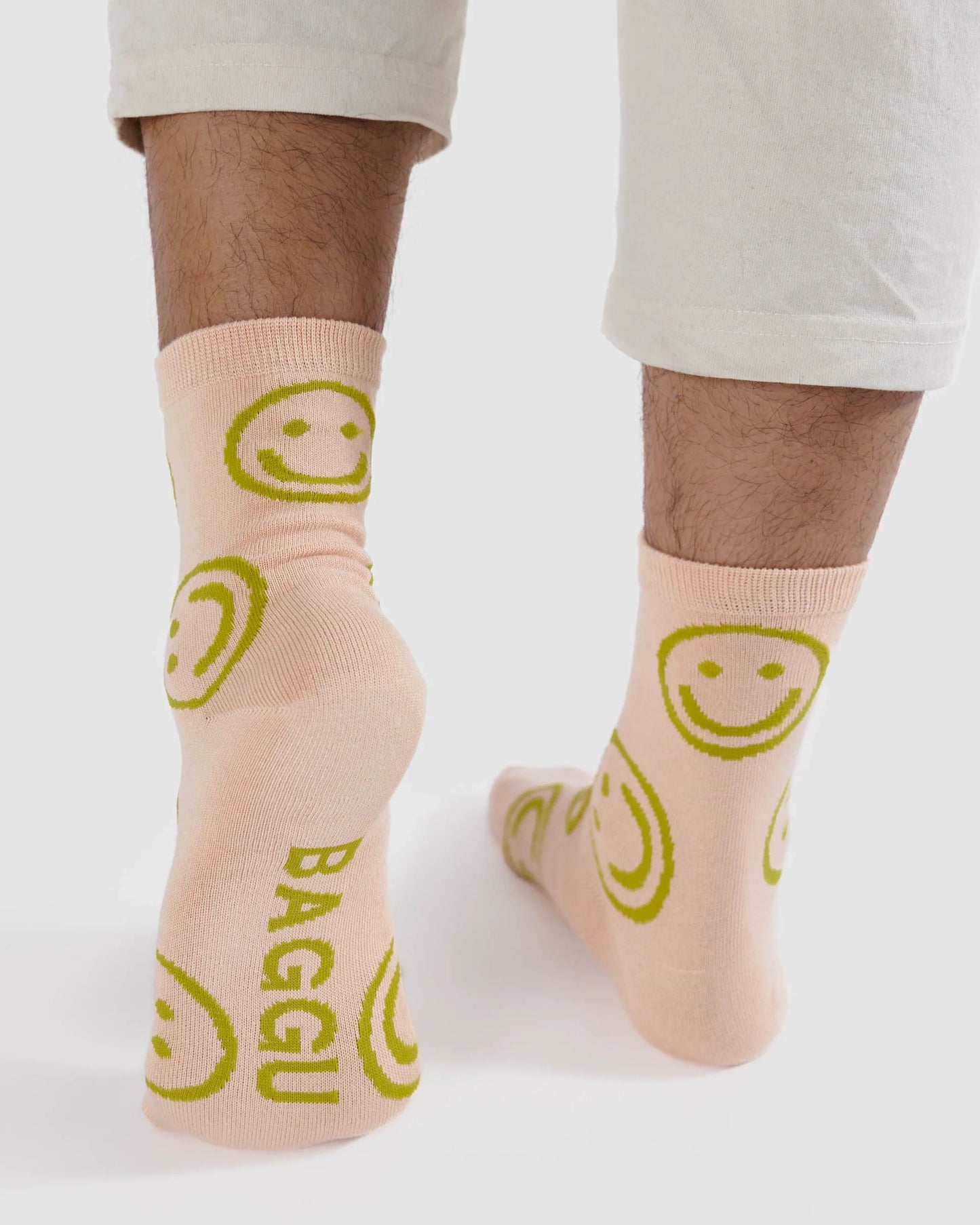 Crew Sock - Light Pink Happy