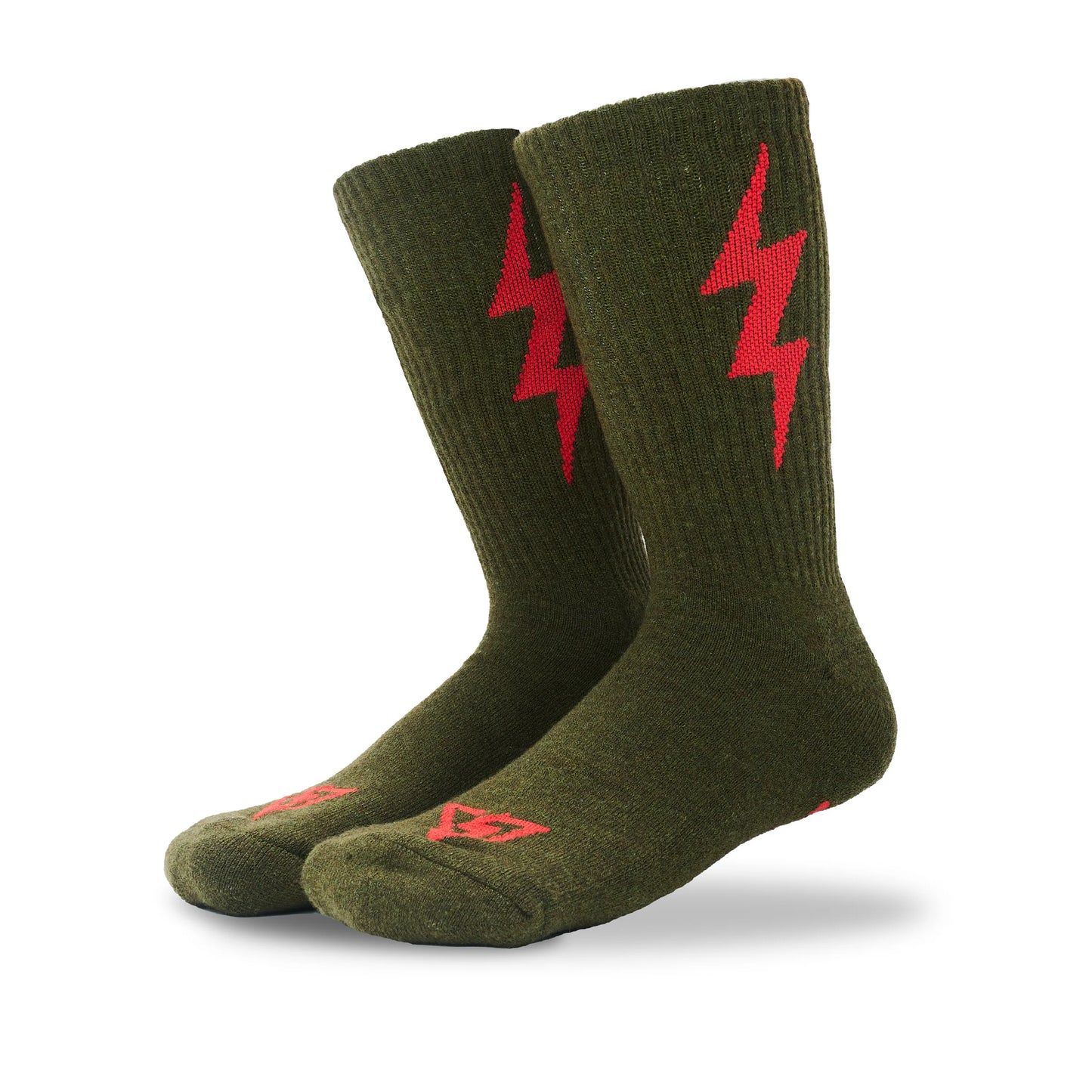 Shock and Awe Merino Wool Socks - Green/Red