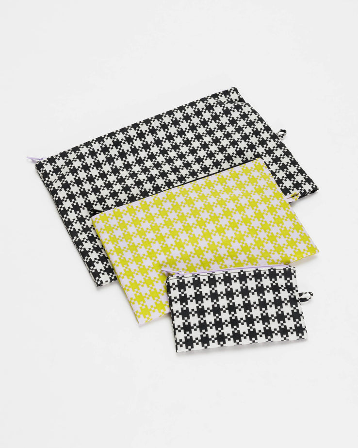 Go Pouch Set - Black Pistachio Pixel Gingham