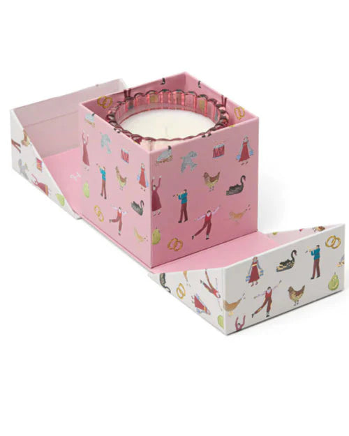 4.5 oz Holiday Merry Box Candle - Pink Peppermint