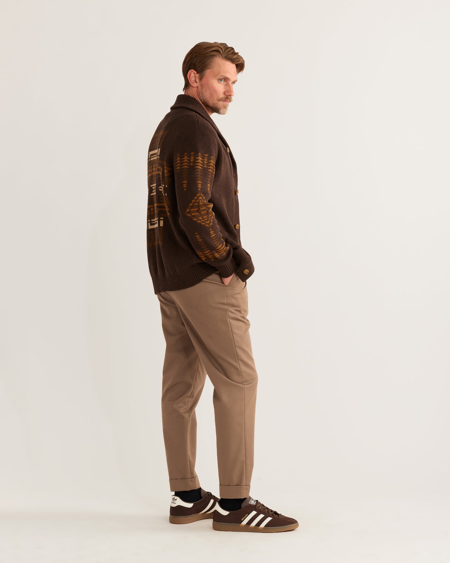 Harding Button Cotton Cardigan - Brown