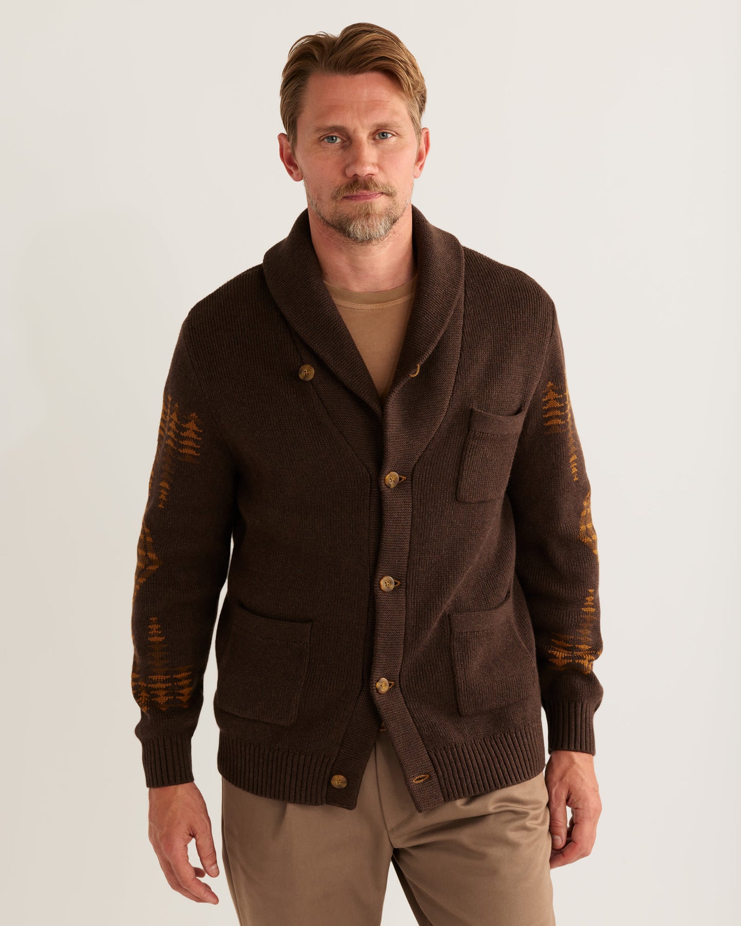 Harding Button Cotton Cardigan - Brown