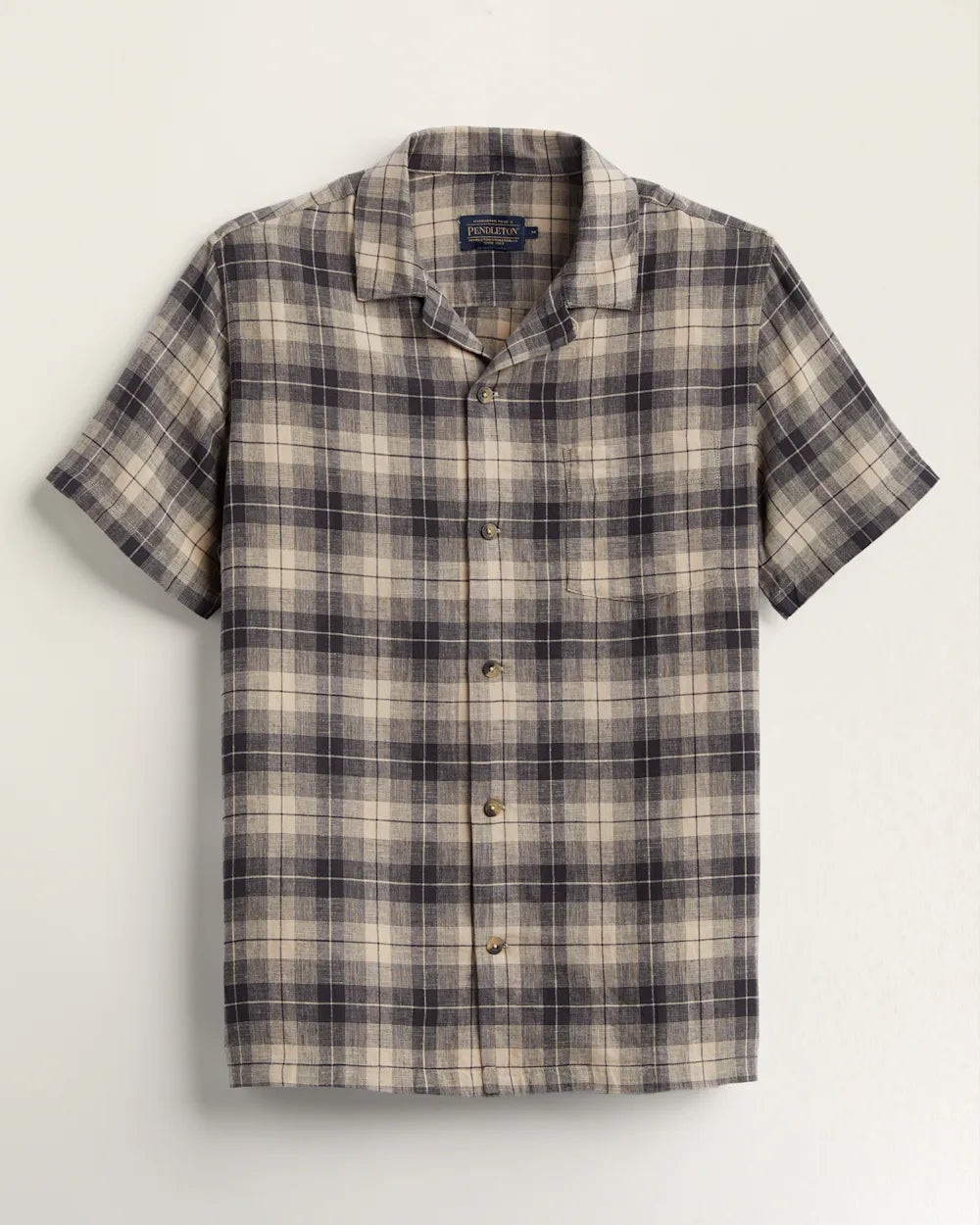 Linen Camp S/S Shirt - Espresso/Khaki Plaid